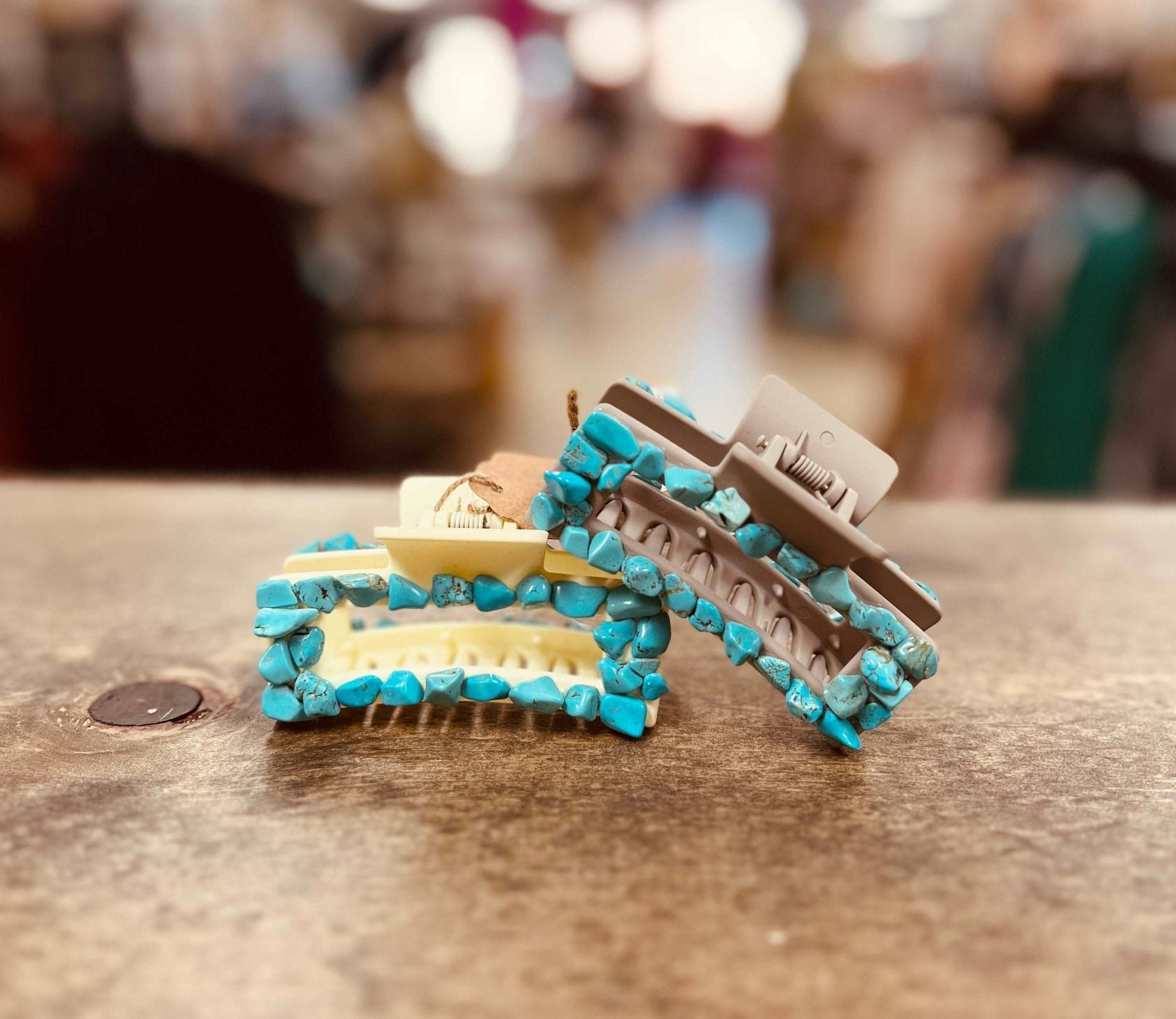 3 Inch Turquoise Stone Claw Clips - Roaming Gypsy Boutique