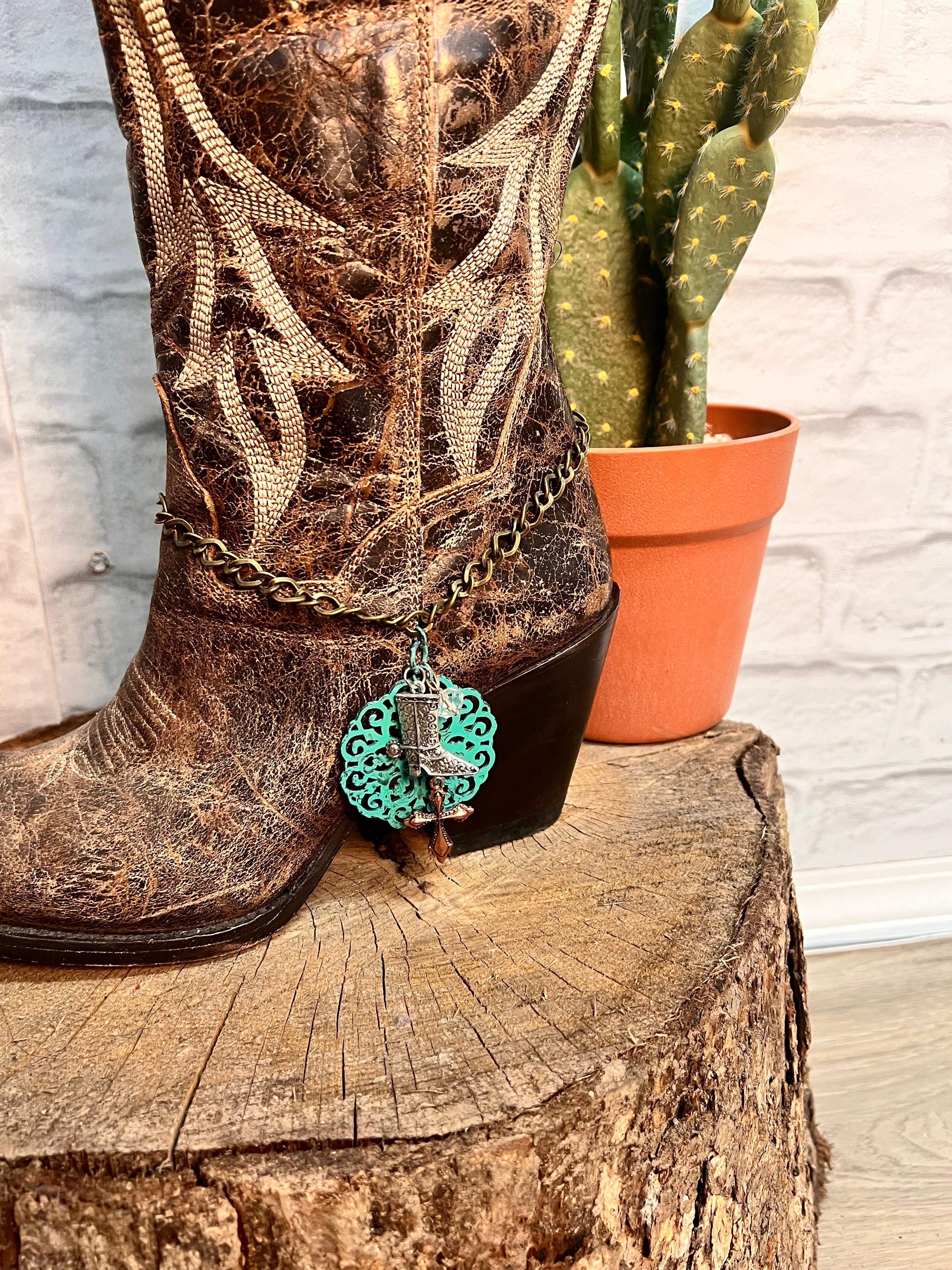 Western Boot & Floret Charm