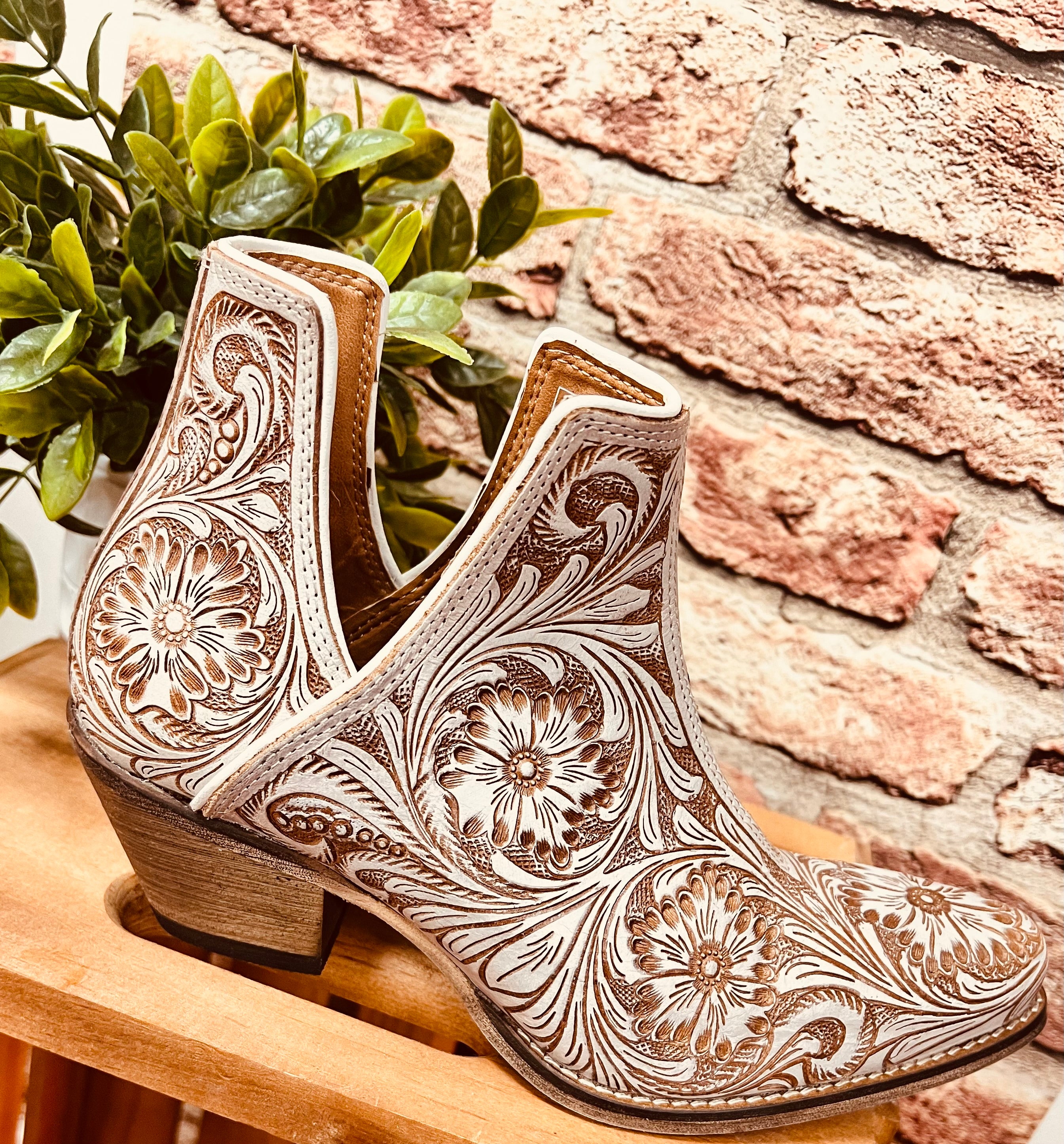 Western White Lace Bootie