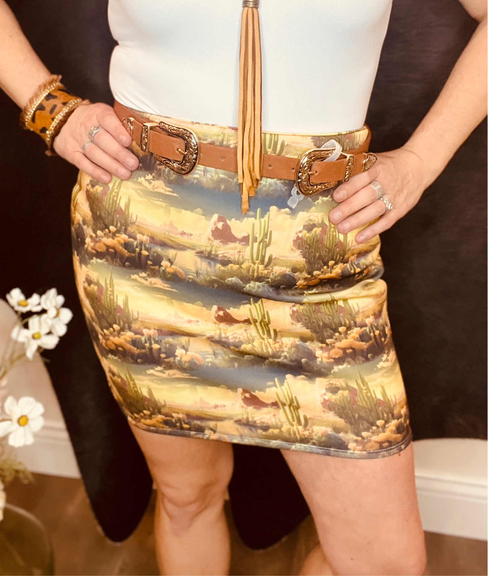 Broadway Desert Fitted Mini Skirt