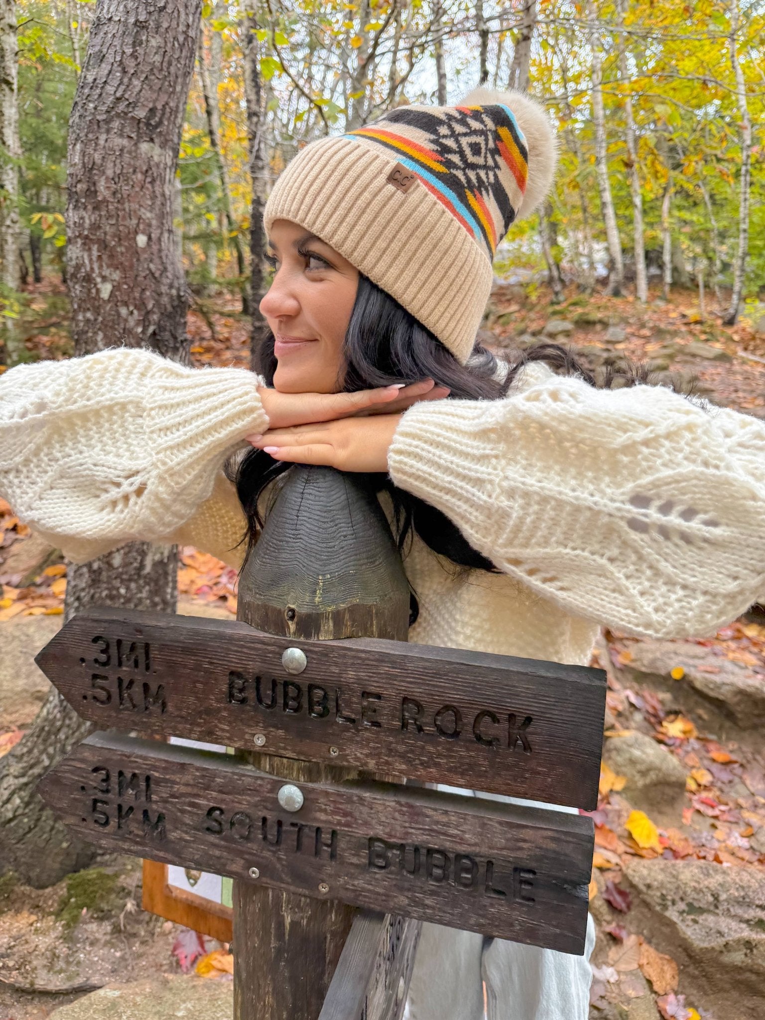 Aztec Patterned C.C Pom Beanie - Roaming Gypsy Boutique