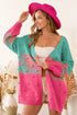 BiBi Color Block Ponpon Sweater Cardigan - Roaming Gypsy Boutique