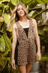 BiBi Leopard Sleeveless Overalls with Pockets - Roaming Gypsy Boutique