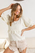 BiBi Tassel Detail Textured Square Neck Sweater - Roaming Gypsy Boutique