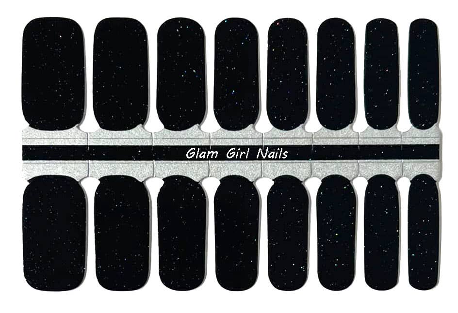 Black Sparkle Glitter Nail Wraps - Roaming Gypsy Boutique