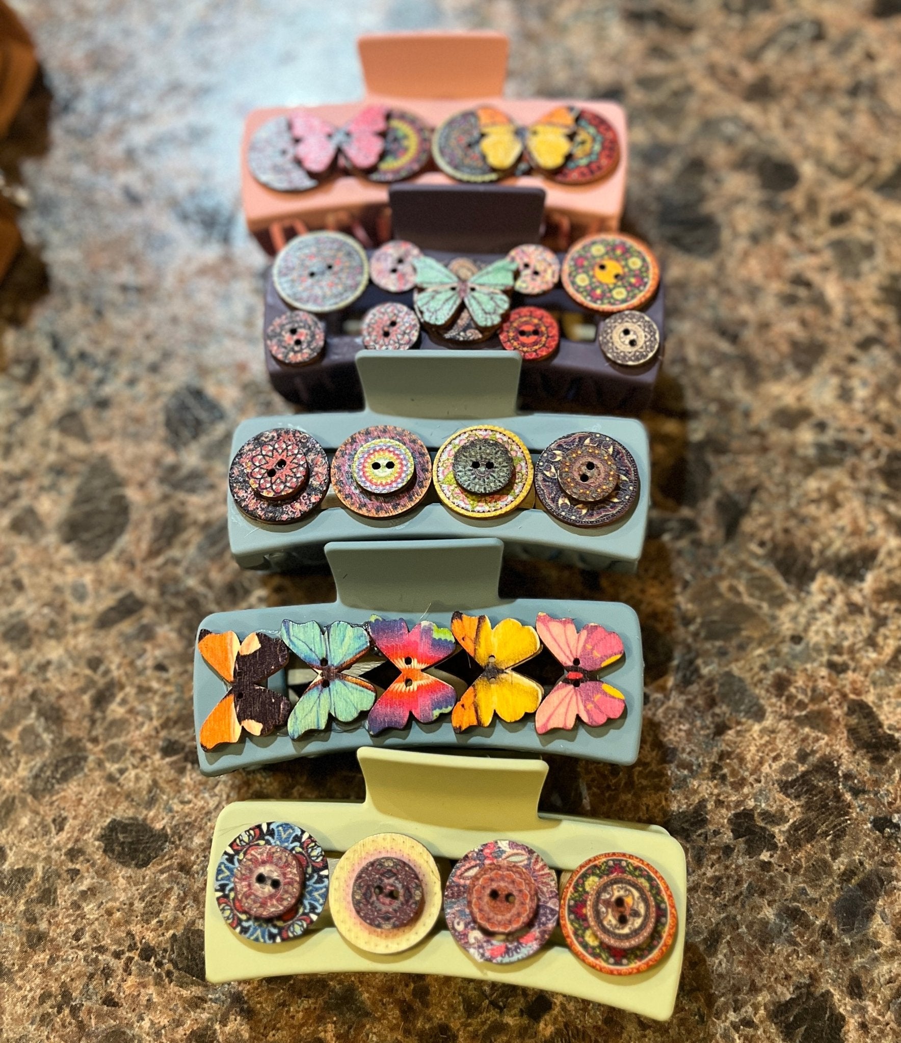 Boho Button Hair Clips - Roaming Gypsy Boutique