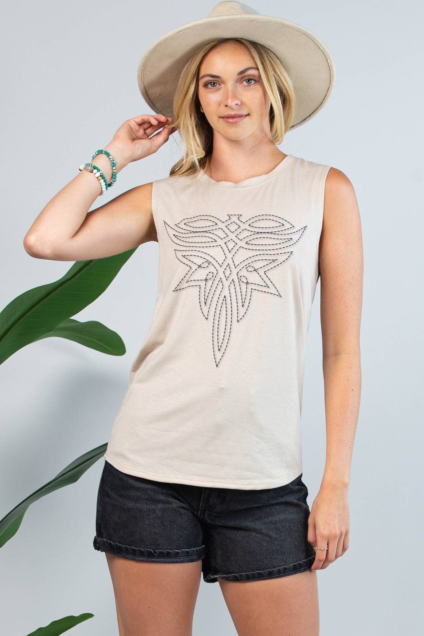 Boot Stitch Tank - Roaming Gypsy Boutique