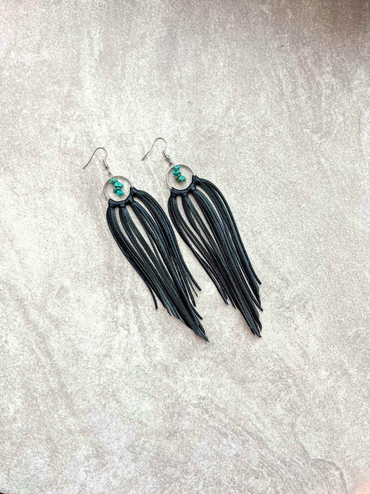 Bozeman Fringe Earrings w/ Turquoise Beads - Roaming Gypsy Boutique