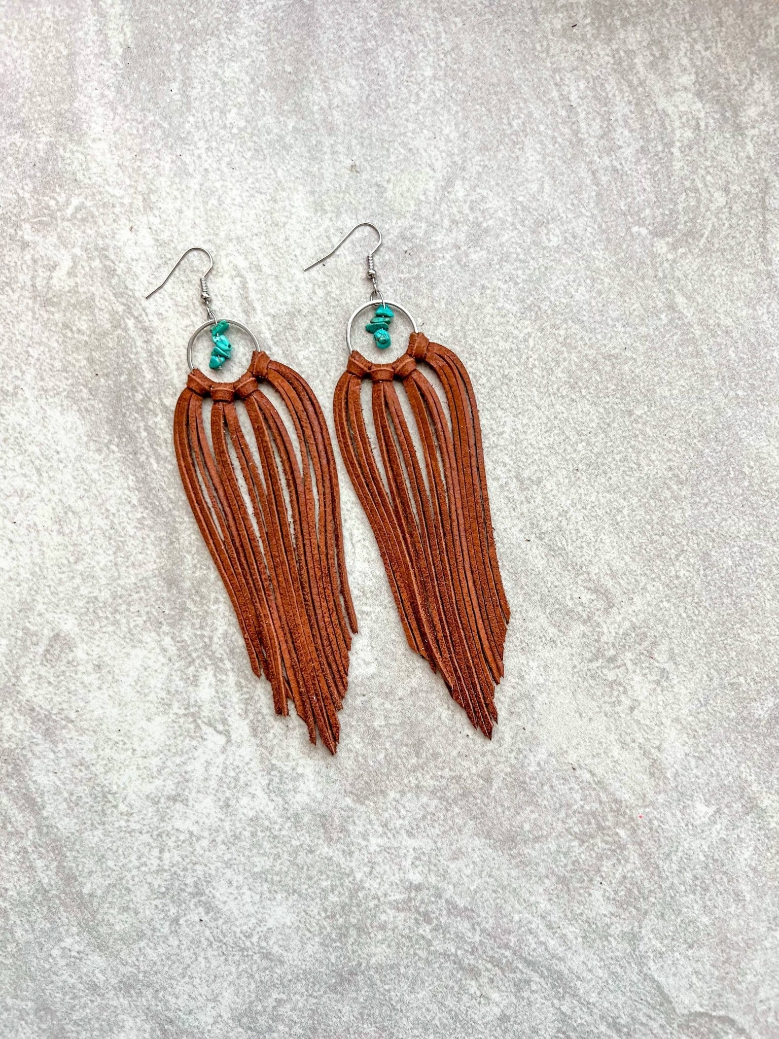 Bozeman Fringe Earrings w/ Turquoise Beads - Roaming Gypsy Boutique