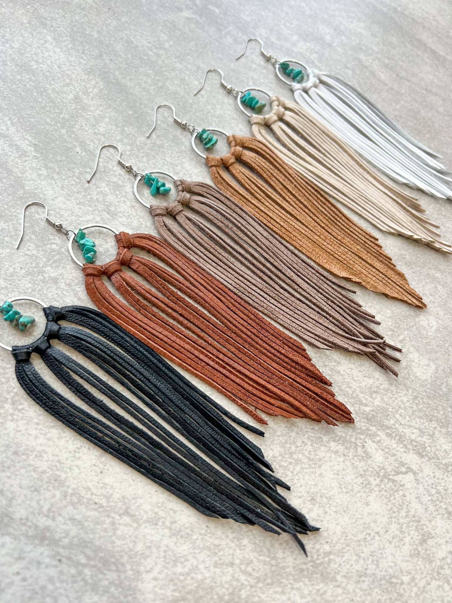 Bozeman Fringe Earrings w/ Turquoise Beads - Roaming Gypsy Boutique