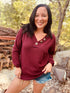 Buttons of Merlot Top - Roaming Gypsy Boutique