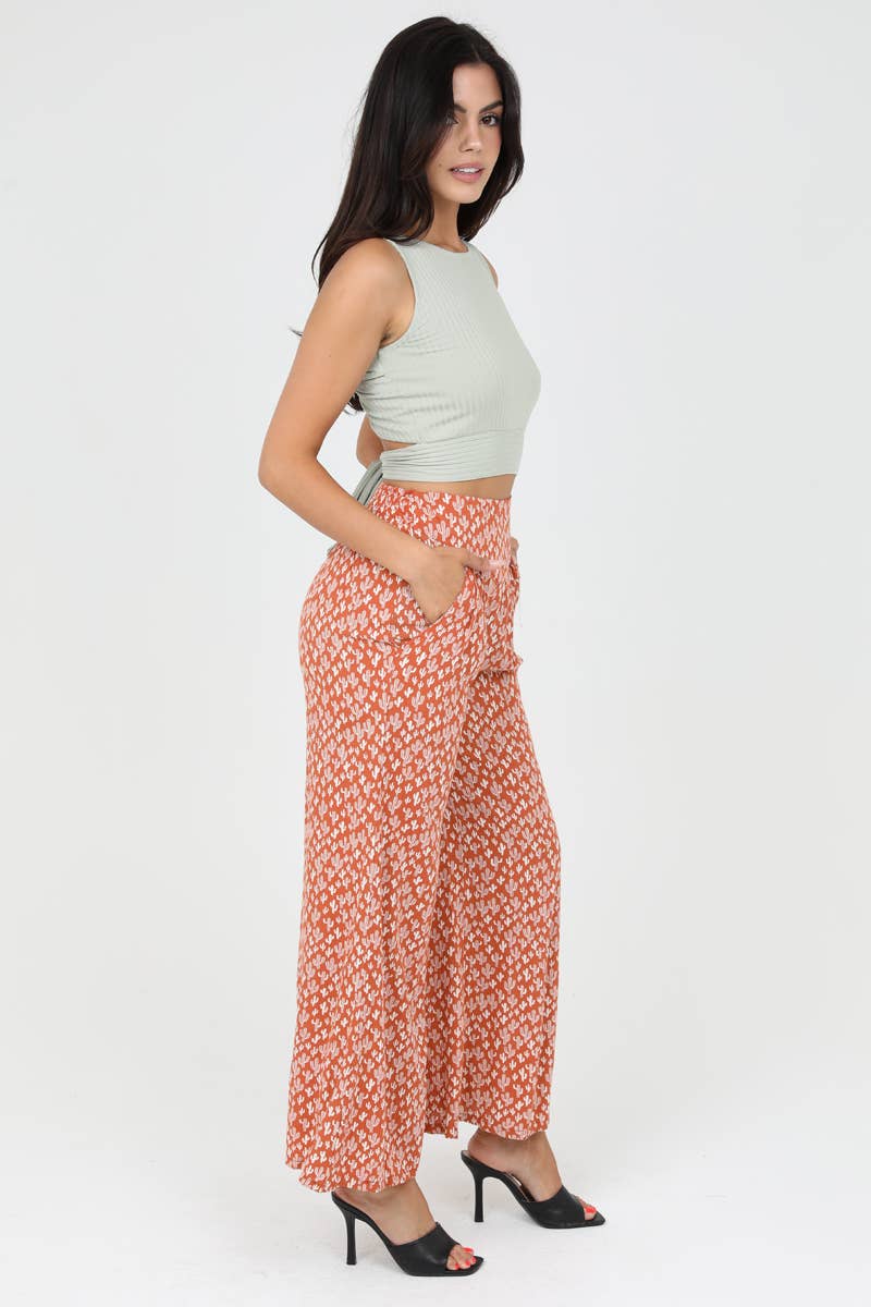 Cactus Craze Wide Leg Pant - Roaming Gypsy Boutique