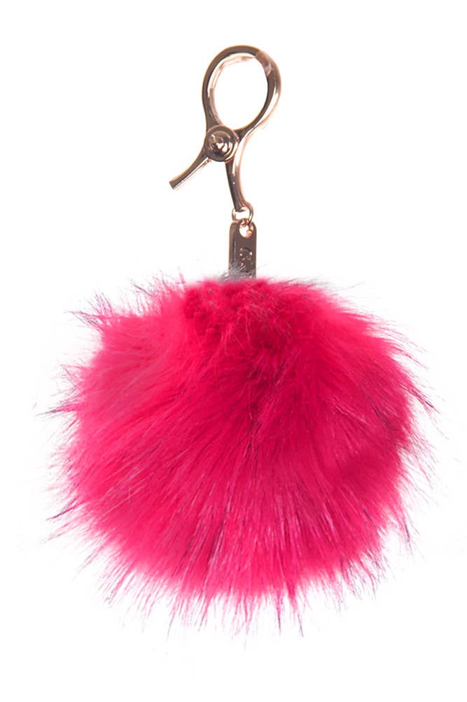 C.C Fur Ball Bag Key Chain - Roaming Gypsy Boutique