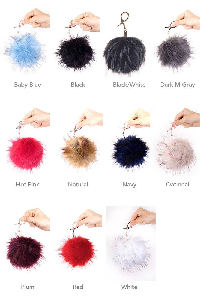 C.C Fur Ball Bag Key Chain - Roaming Gypsy Boutique