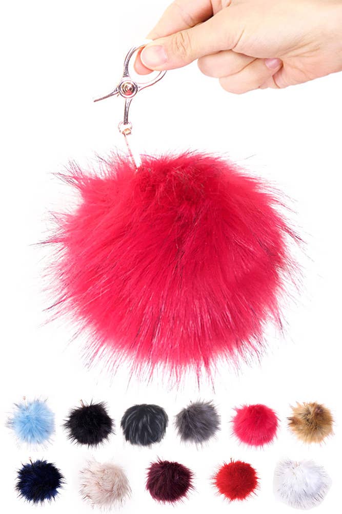 C.C Fur Ball Bag Key Chain - Roaming Gypsy Boutique