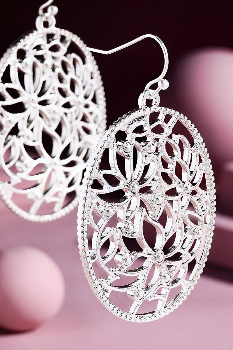 Circular Filigree Flower Earrings - Roaming Gypsy Boutique