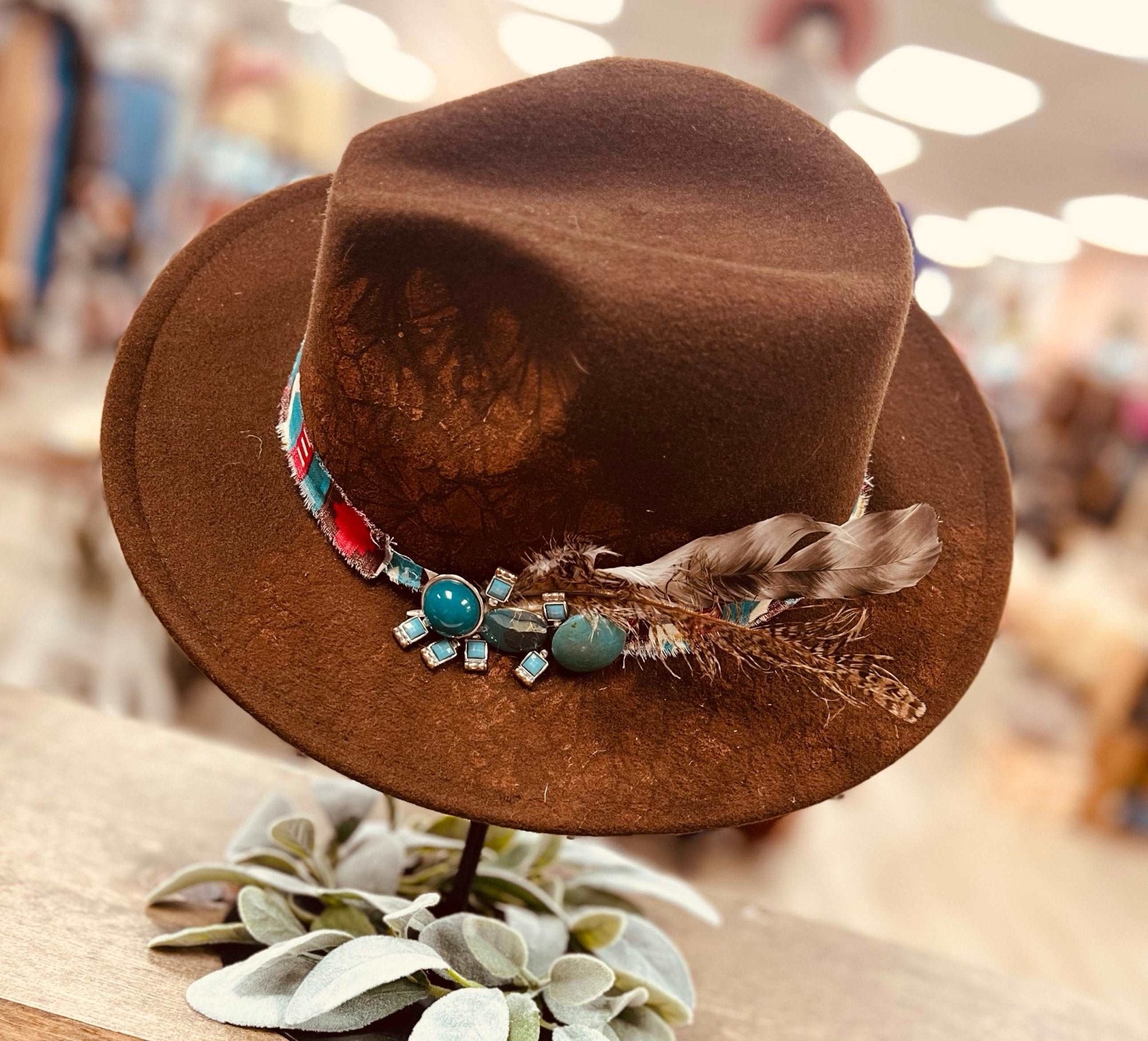 Cocoa Turquoise Fedora - Roaming Gypsy Boutique