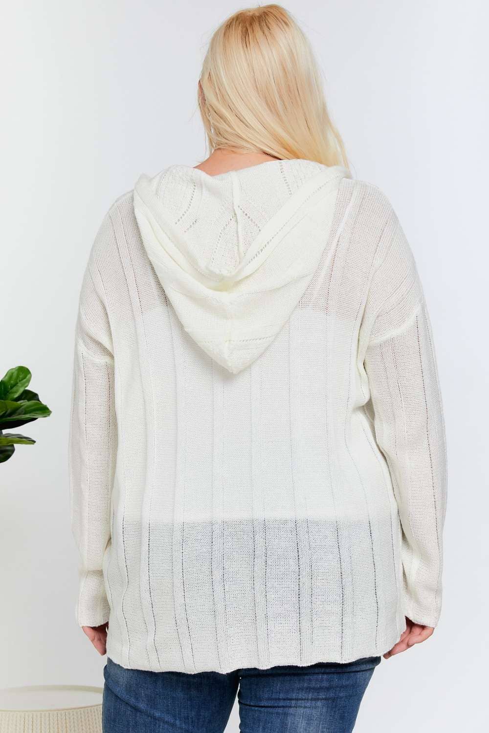 Curvy Classic Cream Knit Hoodie - Roaming Gypsy Boutique