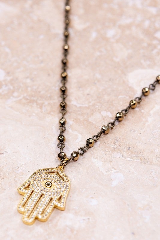 Dark Hamsa Necklace - Roaming Gypsy Boutique