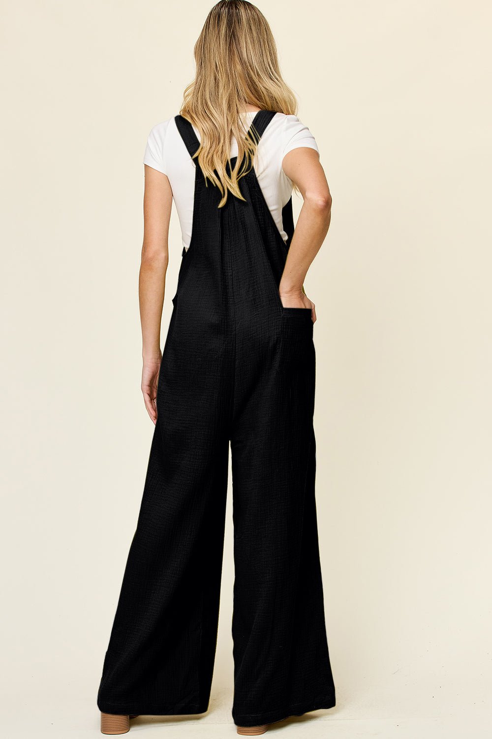 Double Take Full Size Texture Wide Strap Wide Leg Overall - Roaming Gypsy Boutique