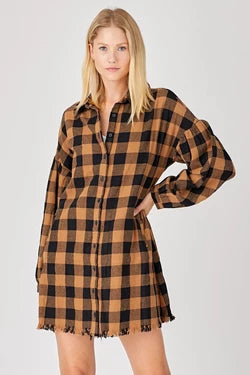 Sunset Flannel Shirt Dress