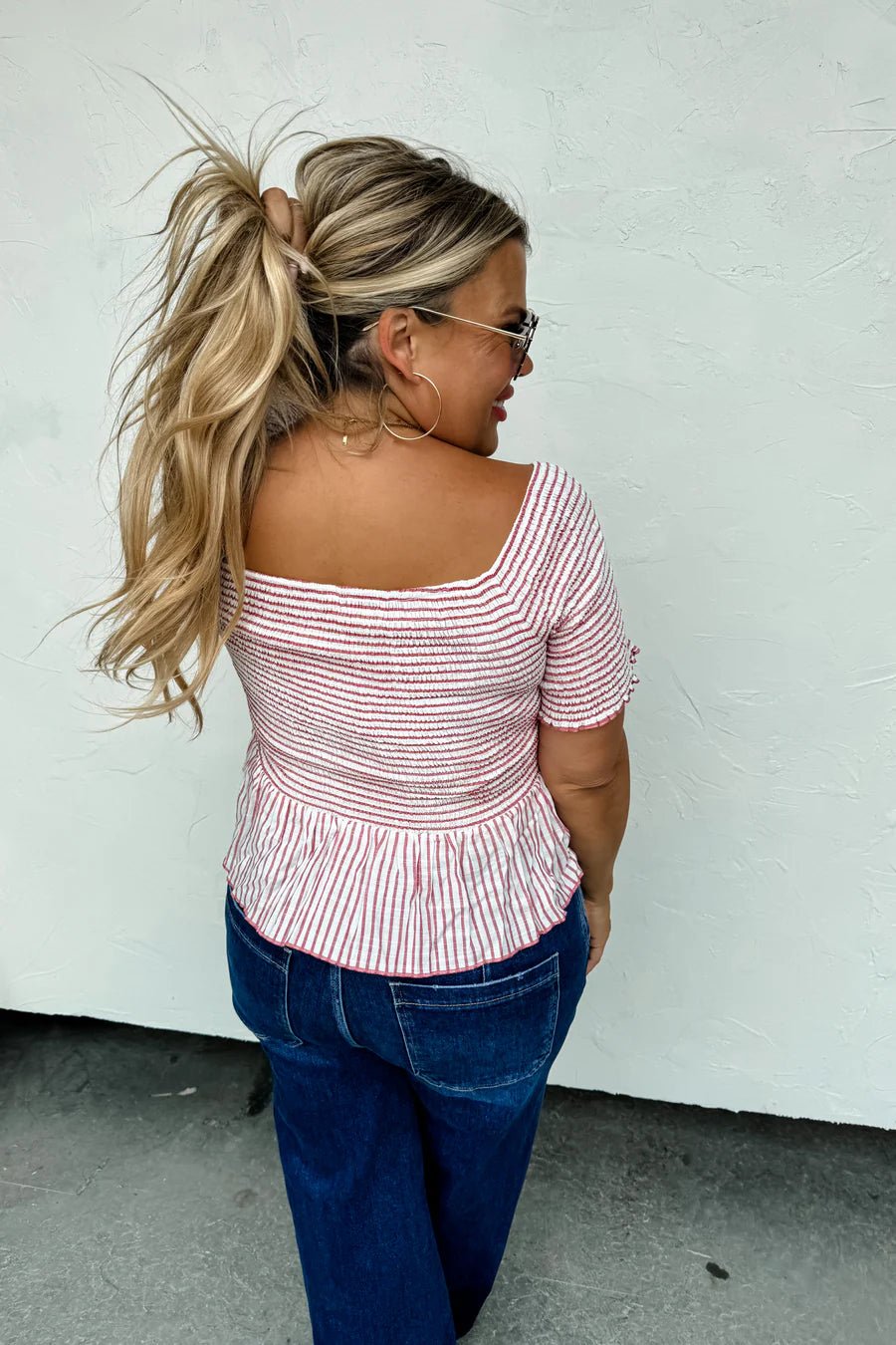 Essie Stripe Smocked Top - Roaming Gypsy Boutique