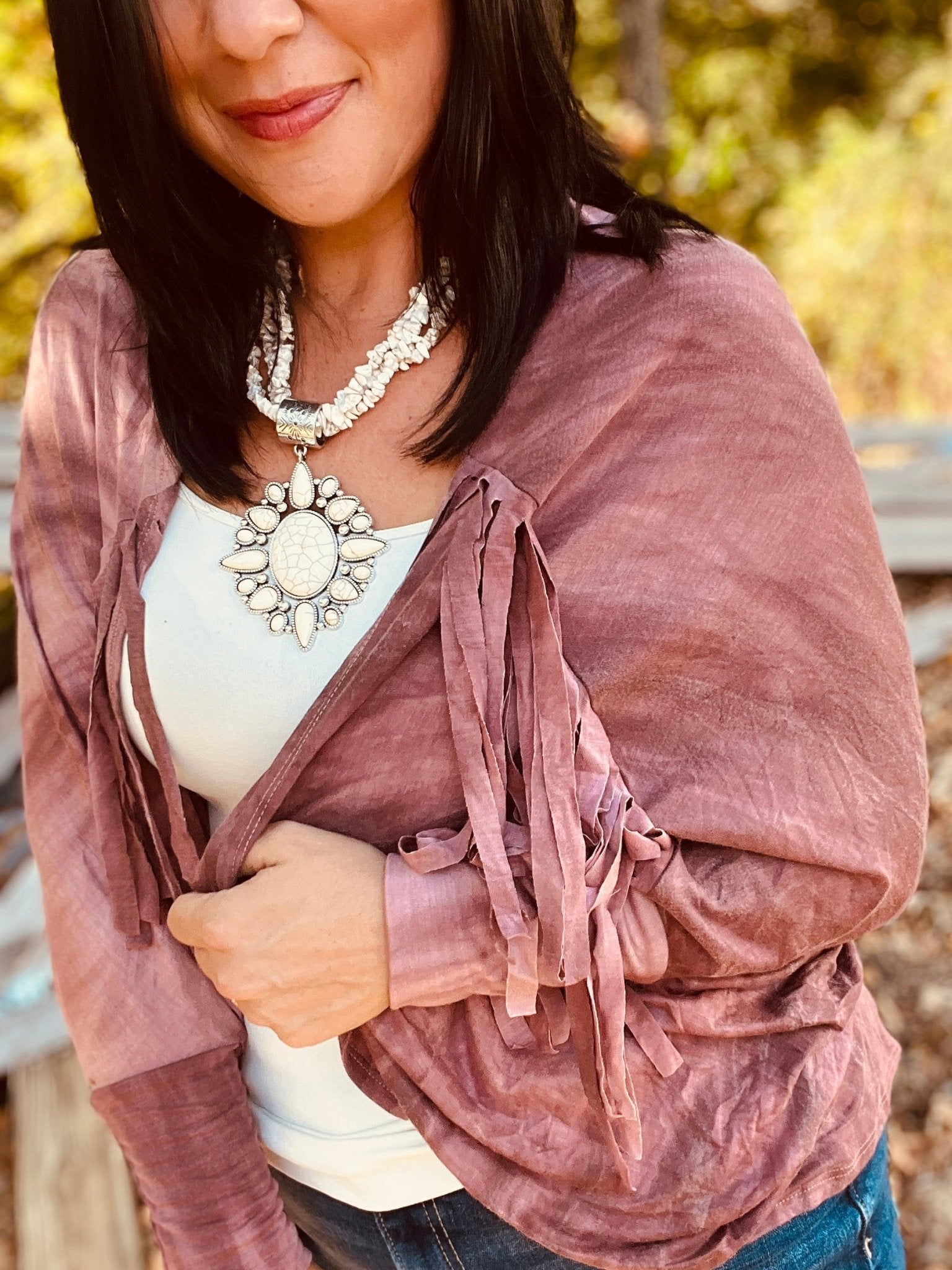 Fallen Rose Fringe Wrap - Roaming Gypsy Boutique