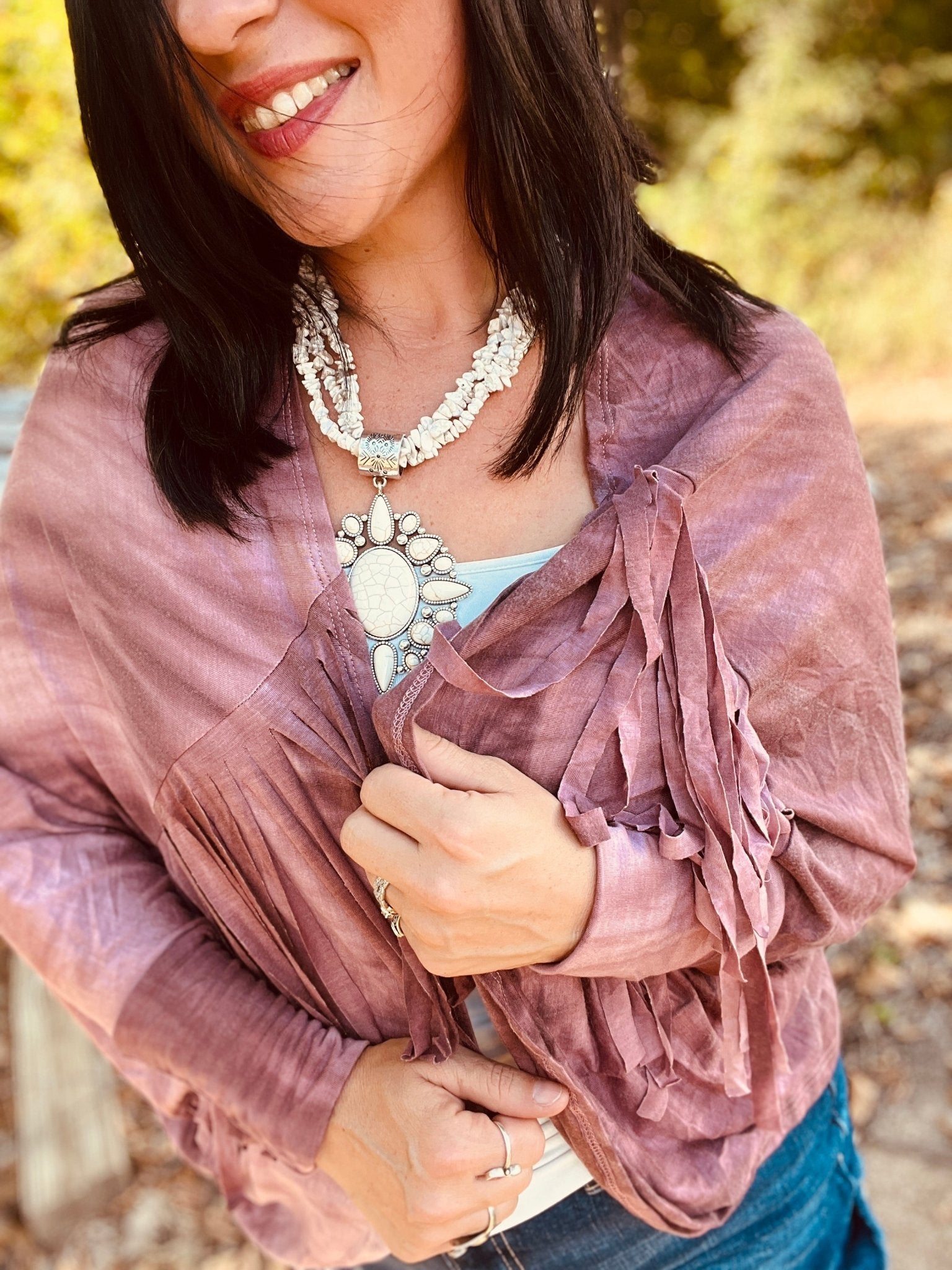 Fallen Rose Fringe Wrap - Roaming Gypsy Boutique