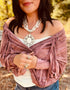 Fallen Rose Fringe Wrap - Roaming Gypsy Boutique