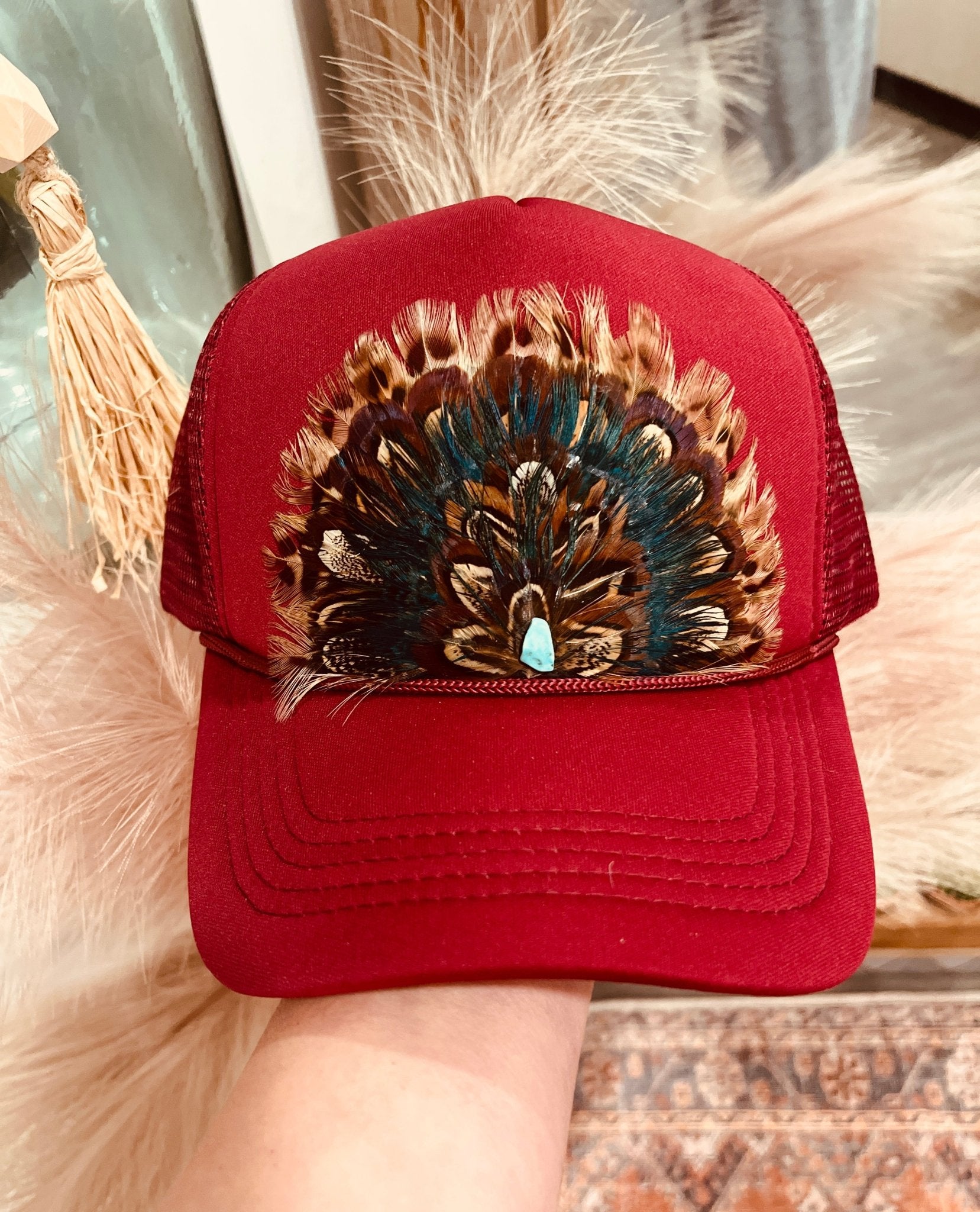 Feathered Trucker Hat Collection - Roaming Gypsy Boutique