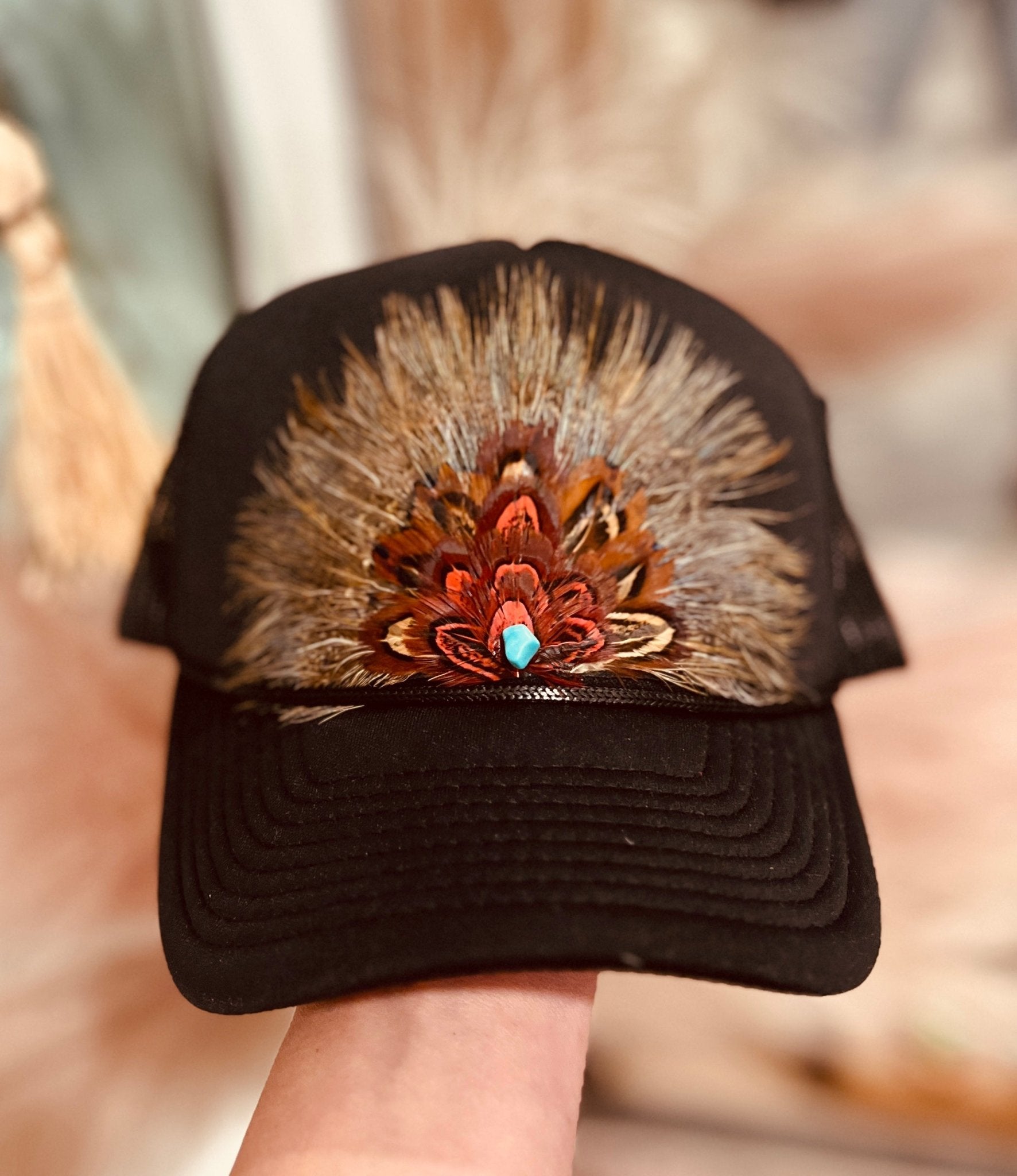 Feathered Trucker Hat Collection - Roaming Gypsy Boutique