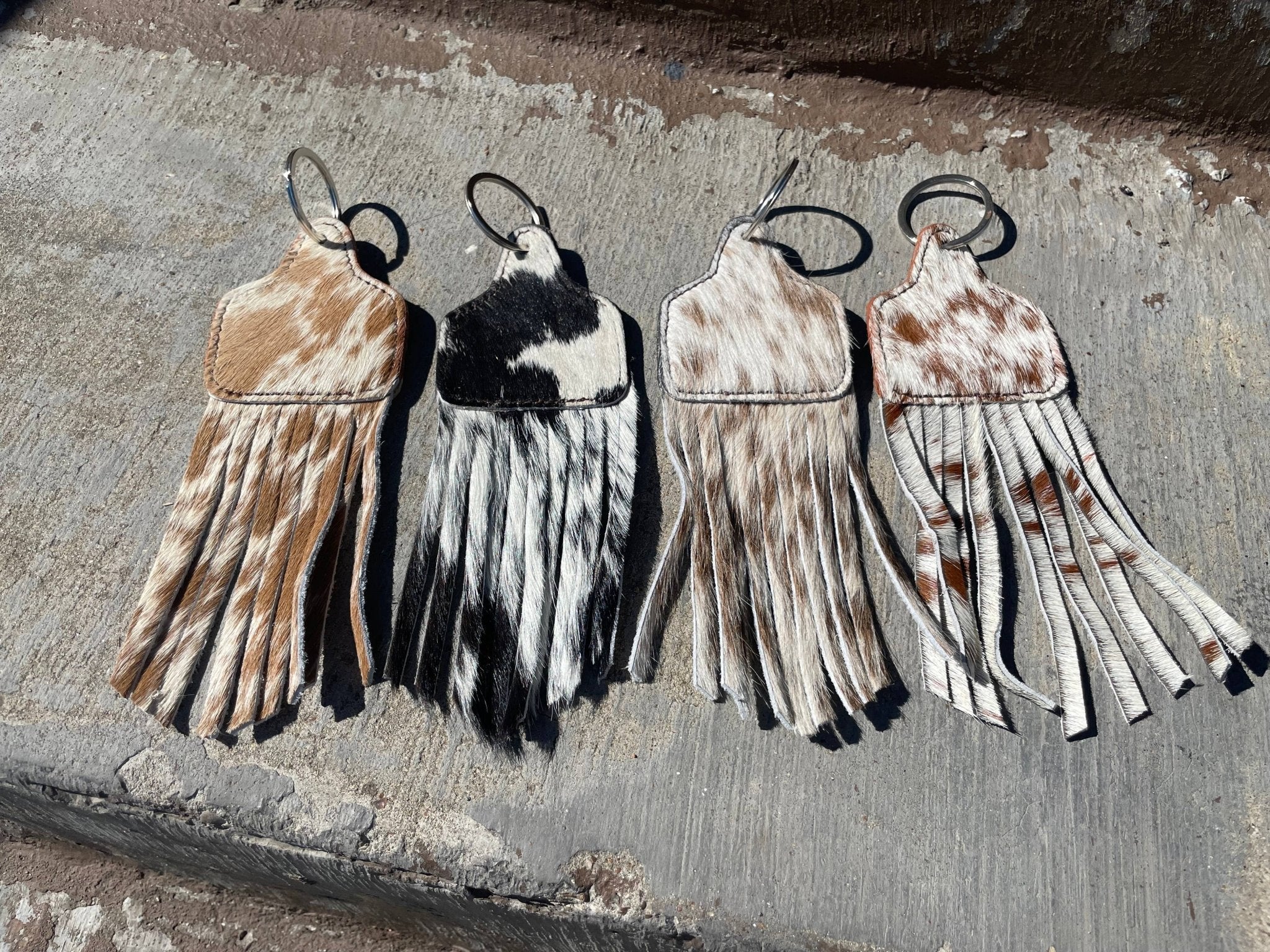 Fringe Cowtag Cowhide Keychain - Roaming Gypsy Boutique