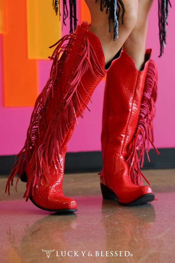 Fringe Daytona Concert Boot - Red - Roaming Gypsy Boutique