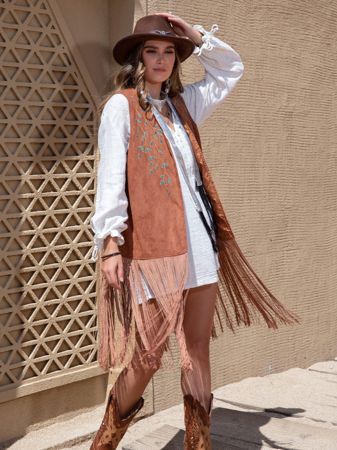 Fringe Hem Open Front Vest - Roaming Gypsy Boutique