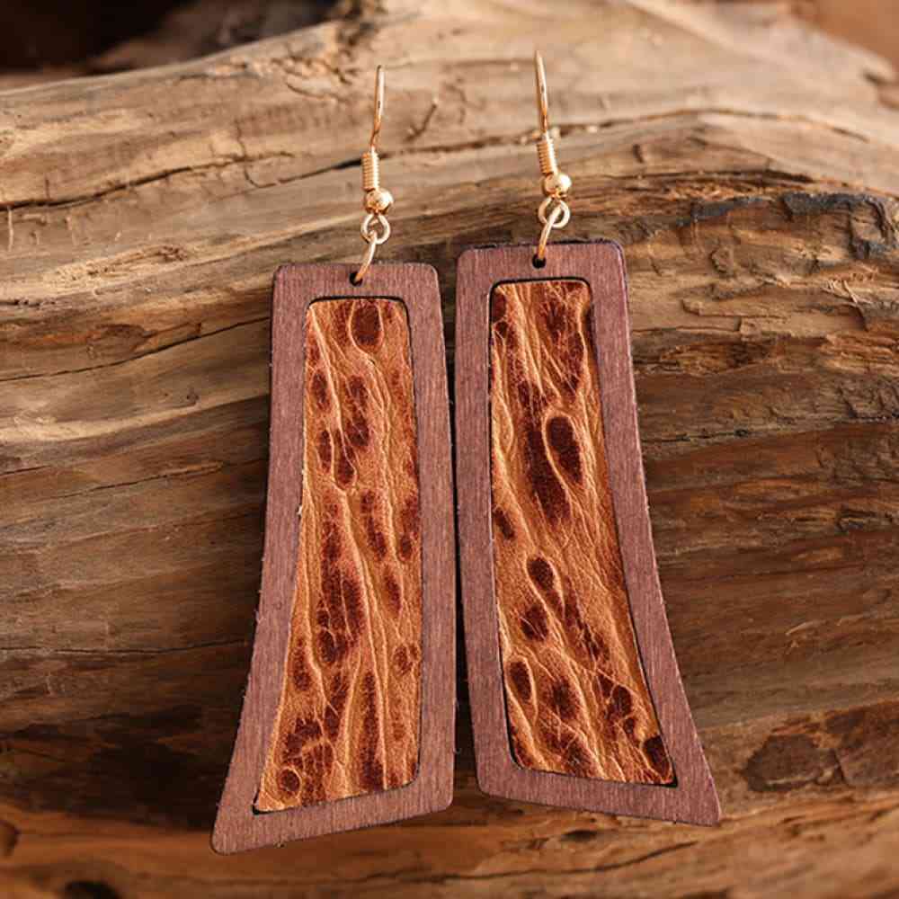 Geometrical Shape Wooden Dangle Earrings - Roaming Gypsy Boutique