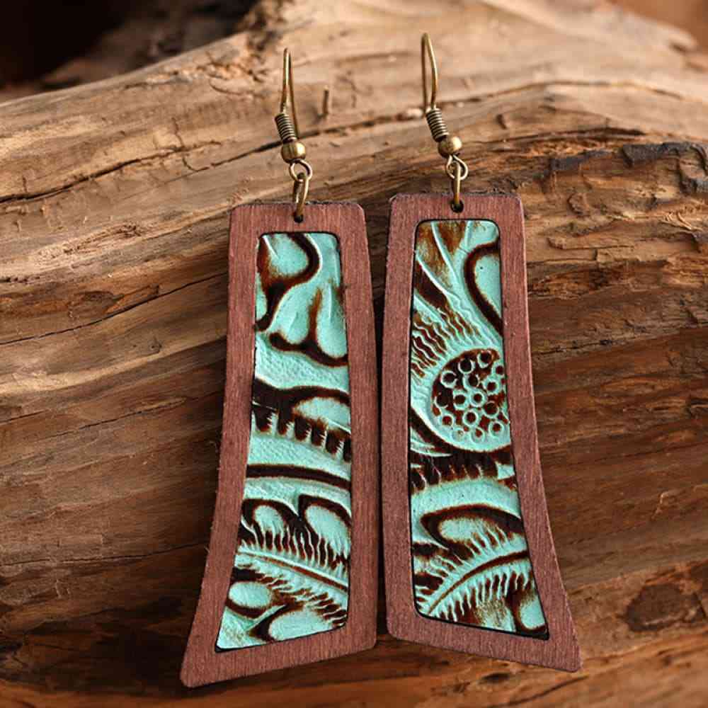 Geometrical Shape Wooden Dangle Earrings - Roaming Gypsy Boutique