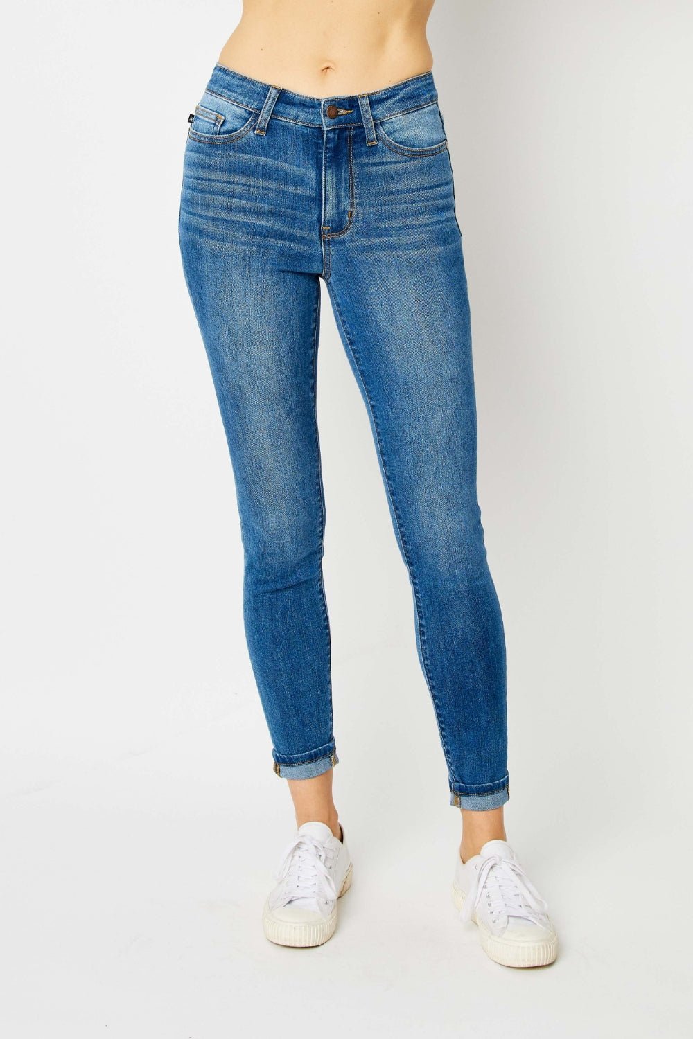 Judy Blue Full Size Cuffed Hem Skinny Jeans - Roaming Gypsy Boutique