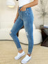 Judy Blue Full Size Mid Rise Destroy & Cuff Skinny Jeans - Roaming Gypsy Boutique