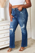 Judy Blue Full Size Mid Rise Hand Sand & Destroy Bootcut Jeans - Roaming Gypsy Boutique