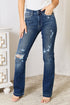 Judy Blue Full Size Mid Rise Hand Sand & Destroy Bootcut Jeans - Roaming Gypsy Boutique