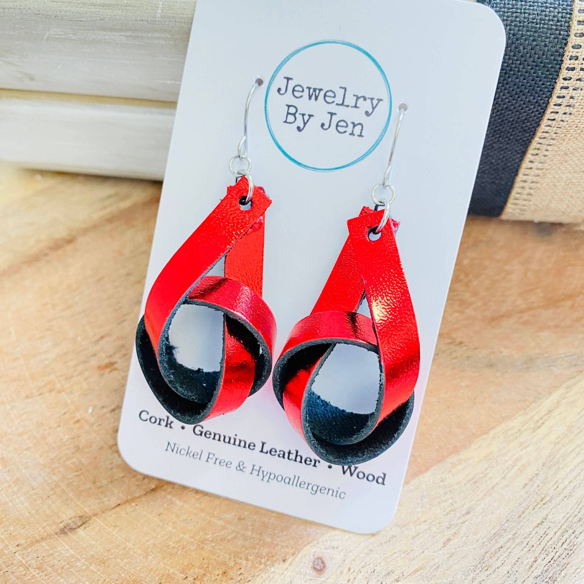 Knot Earrings: Metallic Red - Roaming Gypsy Boutique