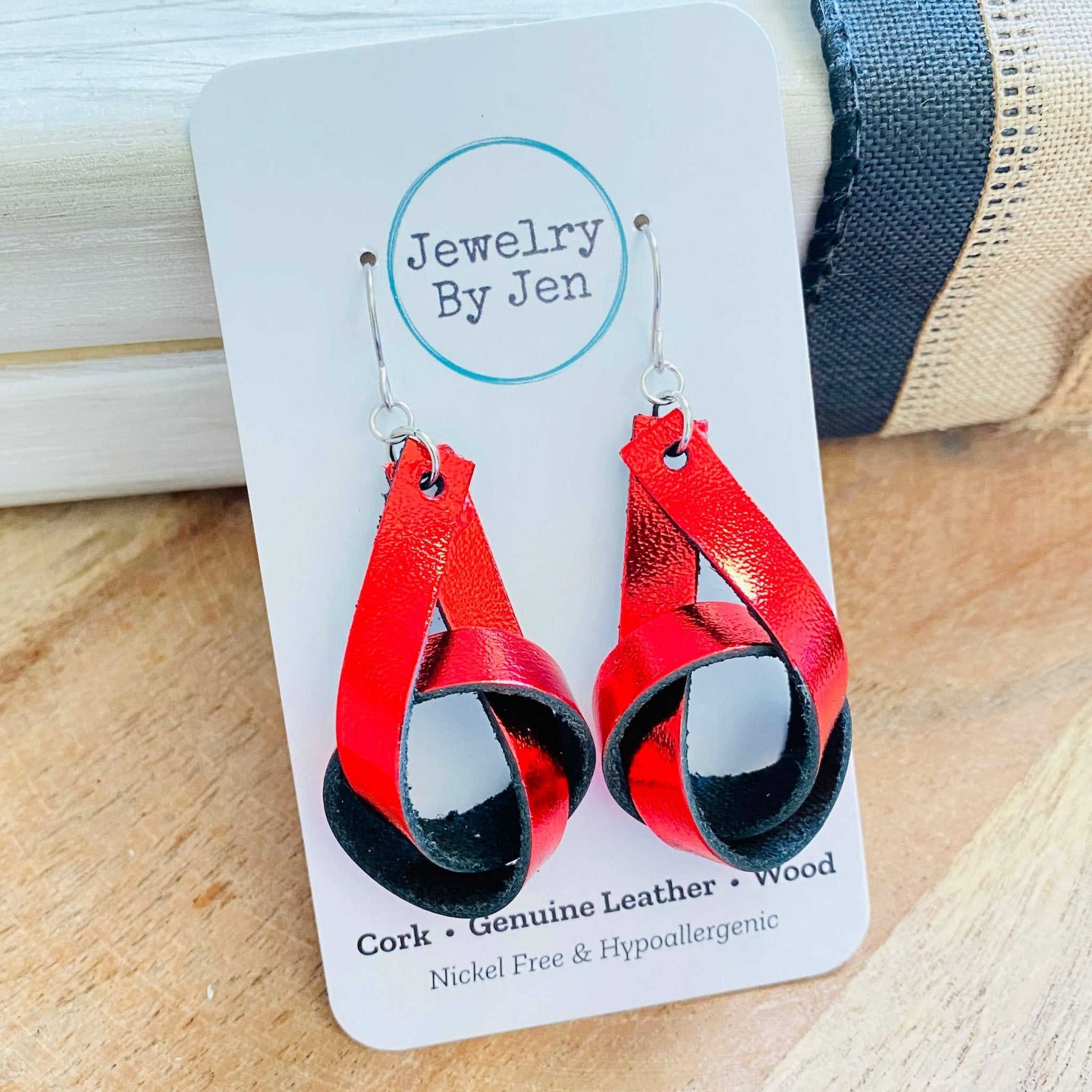 Knot Earrings: Metallic Red - Roaming Gypsy Boutique