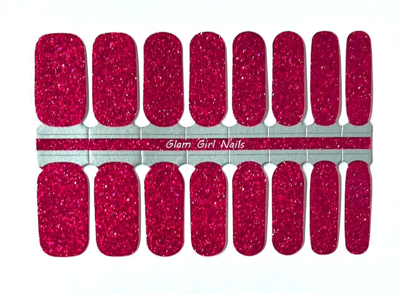 Magenta Sparkle Glitter Nail Polish Strips - Roaming Gypsy Boutique