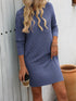 Mandy Striped Round Neck Long Sleeve Mini Dress - Roaming Gypsy Boutique