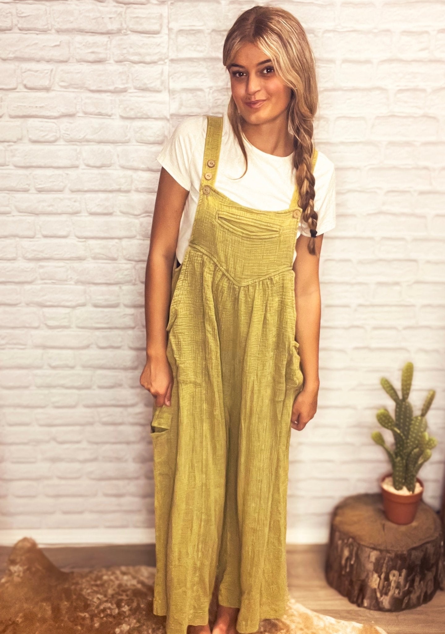 Mind Your P's and Q's Wide Leg Overalls - Roaming Gypsy Boutique