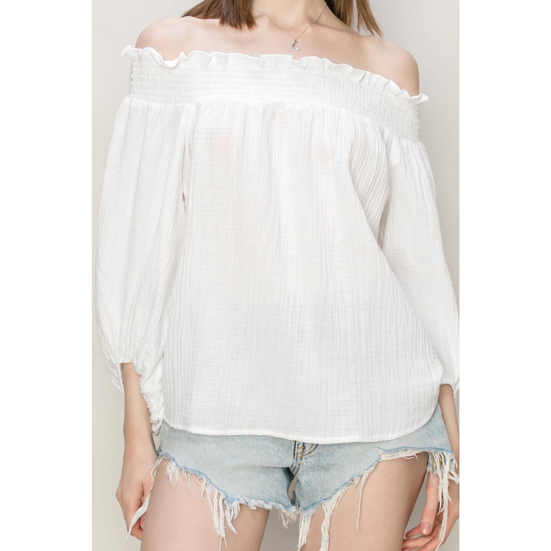 Mountain Bluff Shoulder Top - Roaming Gypsy Boutique