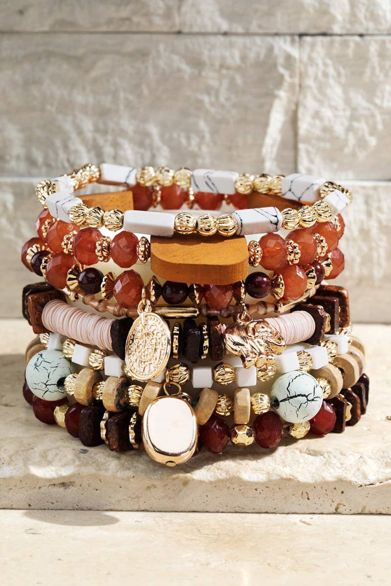 Multi Layered Natural Stone Bracelet - Roaming Gypsy Boutique