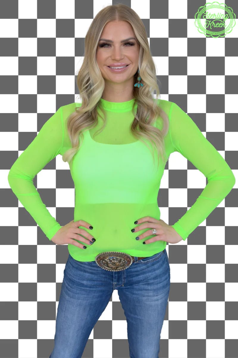 Neon Lime Mesh Top - Roaming Gypsy Boutique