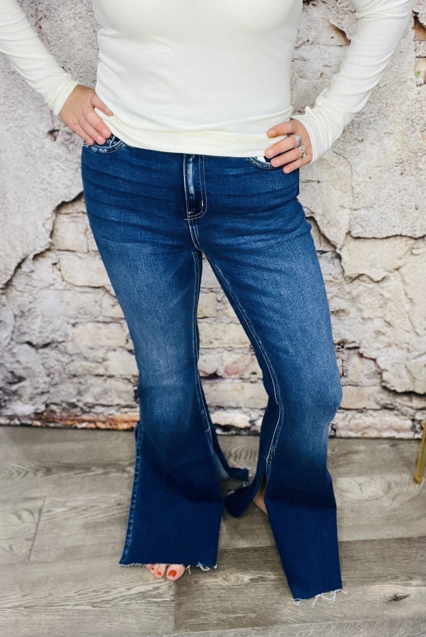 PBR Slit Flare Jeans - Roaming Gypsy Boutique