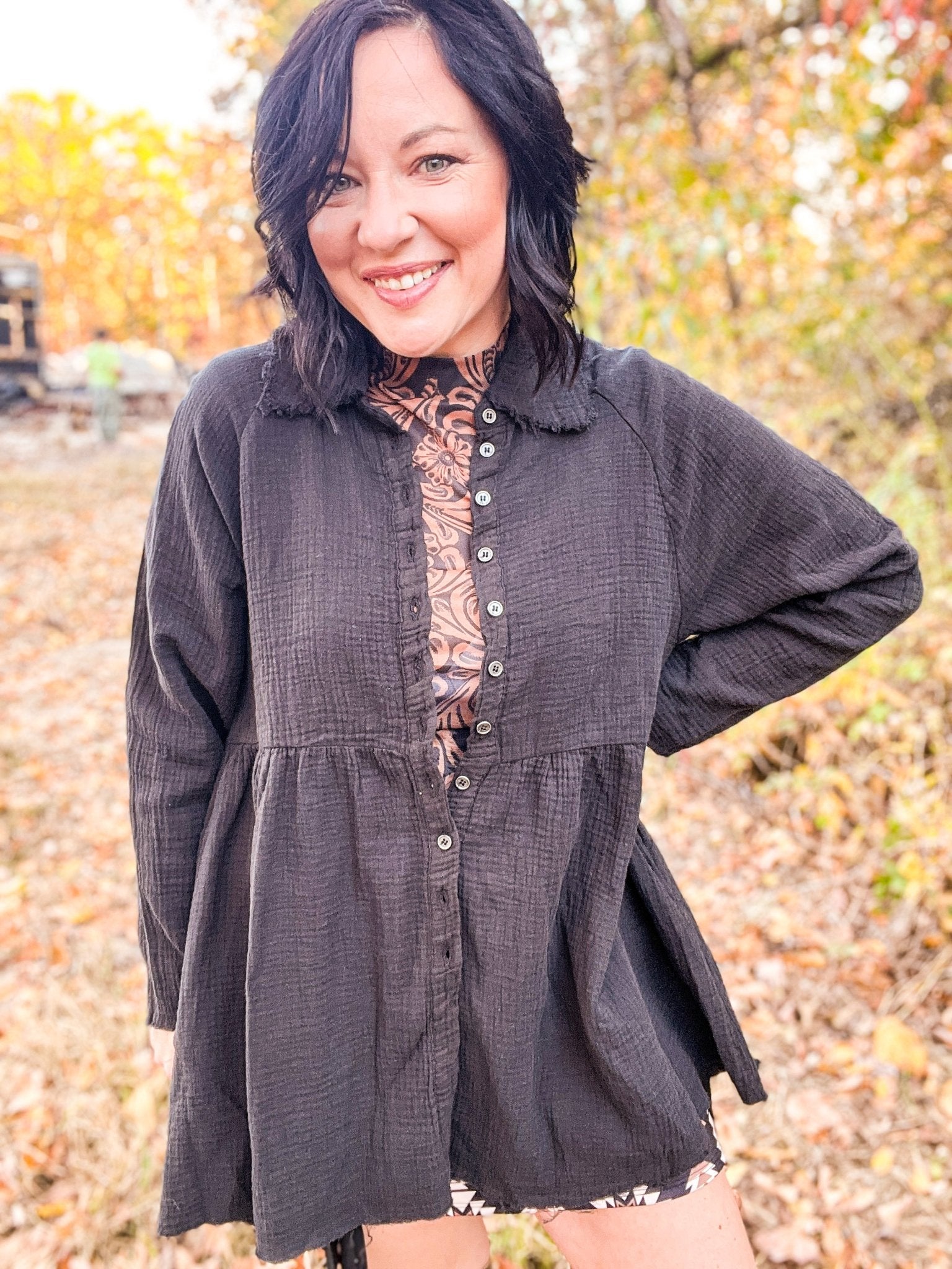 Peplum Daze Gauze Top - Roaming Gypsy Boutique